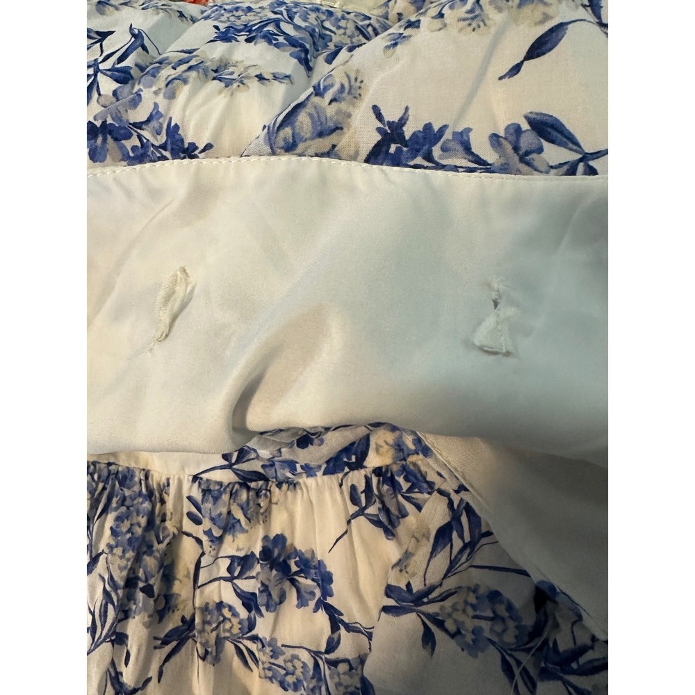 Blue White‎ Floral Cotton Tiered Dress Ruffle Sleeve Pockets XL - Picture 6 of 7